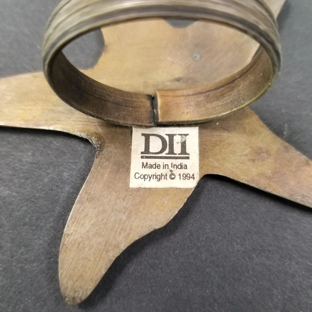 Vintage 1994 DII Brass Napkin Rings Set of 8 Starfish Sea Horse Coastal Nautical